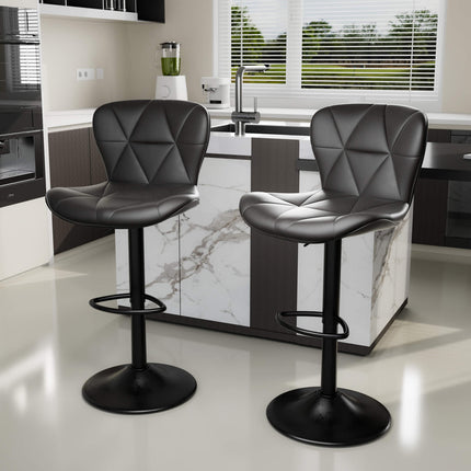 Adjustable Swivel Bar Stools Faux Leather Counter Height Set of 4