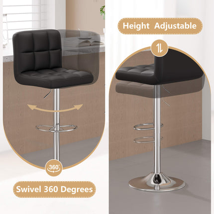 Modern PU Leather Adjustable Bar Stools Set of 4
