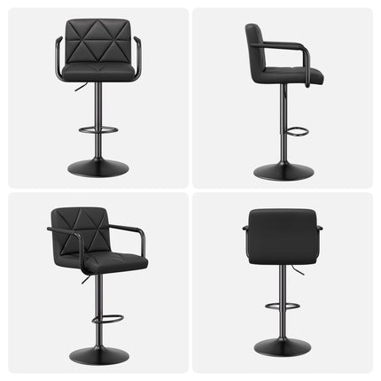 Modern PU Leather Adjustable Swivel Bar Chairs with Armrests Set of 4