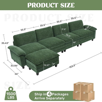 118" Modular Comfy Cloud Sectional Sofa