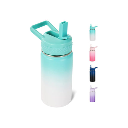 12oz Insulated Kids Water Bottle Stainless Steel Straw Lid BPA-Free