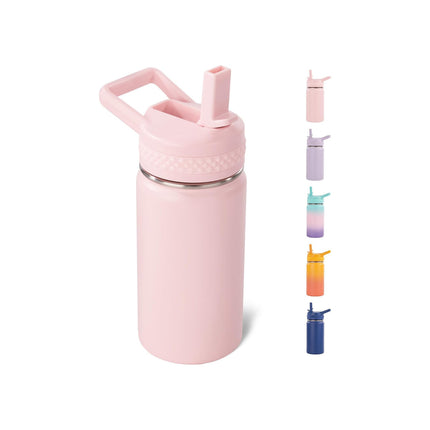 12oz Insulated Kids Water Bottle Stainless Steel Straw Lid BPA-Free