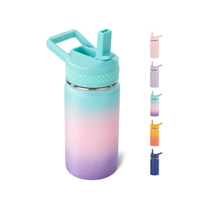 12oz Insulated Kids Water Bottle Stainless Steel Straw Lid BPA-Free