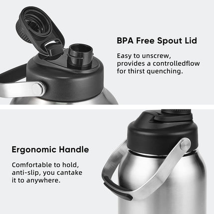 128oz Stainless Steel Insulated Water Jug Leak-Proof with Handle