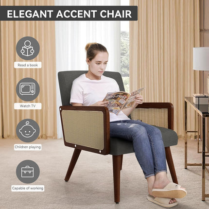 Rattan Arm Chair Accent Chair for Living Room