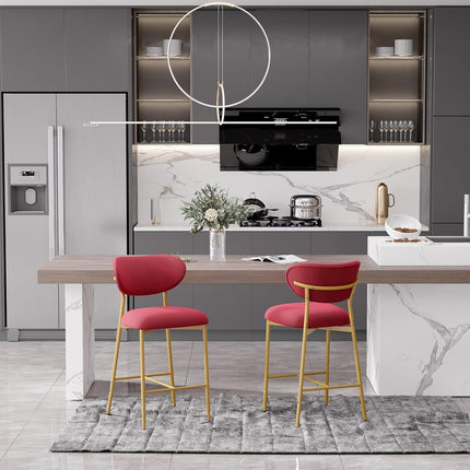 Velvet Ergonomic Modern Counter Height Bar Stools Set of 4