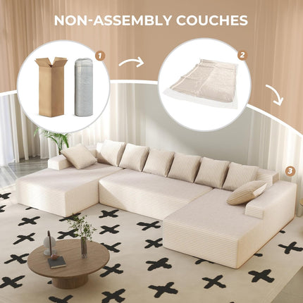 131'' Cloud Sectional Couches with Chaise Lounge