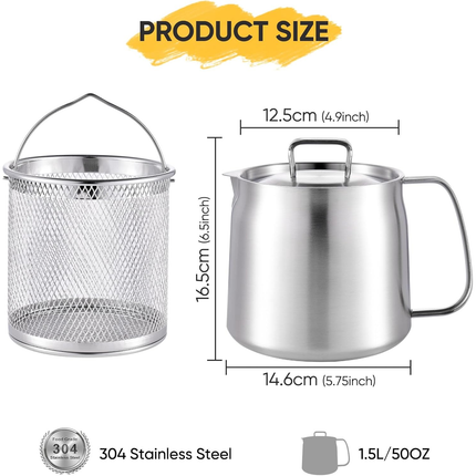68oz 304 Stainless Steel Oil Container Cooking Oil Filter Pot