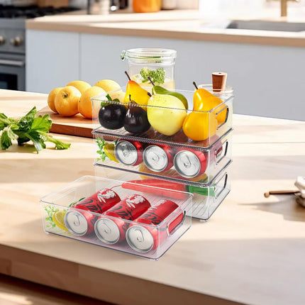 6-Pack Transparent Stackable Kitchen Organizer Fridge & Pantry Storage Bins
