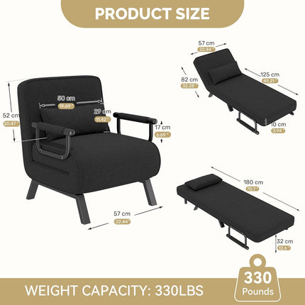 Folding Sofa Bed Recliner with Adjustable Backrest