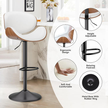Swivel Bar Stools with Back & Footrest Set of 4