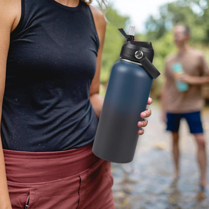 18oz Stainless Steel Insulated Bottle – Wide Mouth Leak-Proof with Straw