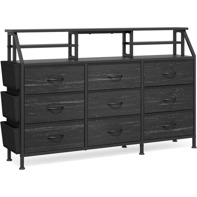 Storage Cabinet with Metal Frame and Wooden Top