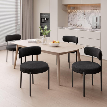Upholstered Teddy loop Fabric Dining Chairs Set of 2
