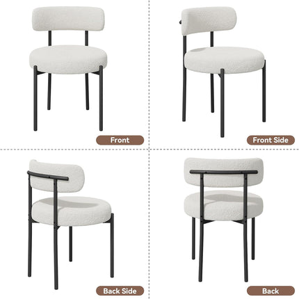 Upholstered Teddy loop Fabric Dining Chairs Set of 2