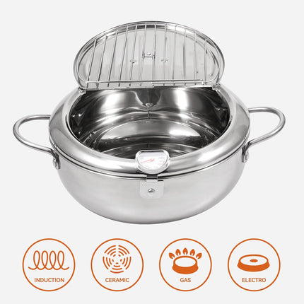 11 Inch 304 Stainless Steel Deep Fryer Pot with Temperature Control