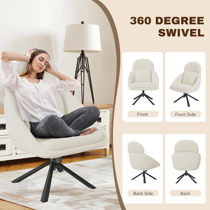 Modern Swivel Oversized Upholstered Corduroy Lounge Chair