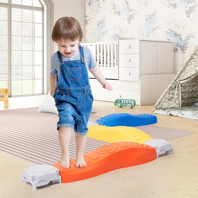 8-Piece Non-Slip Balance Beam Stepping Stones Plastic Indoor/Outdoor Play