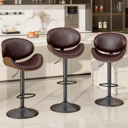 Swivel Bar Stools with Back & Footrest Set of 4