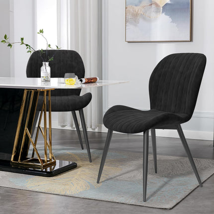 Modern Velvet Upholstered Dining Chairs Set of 2