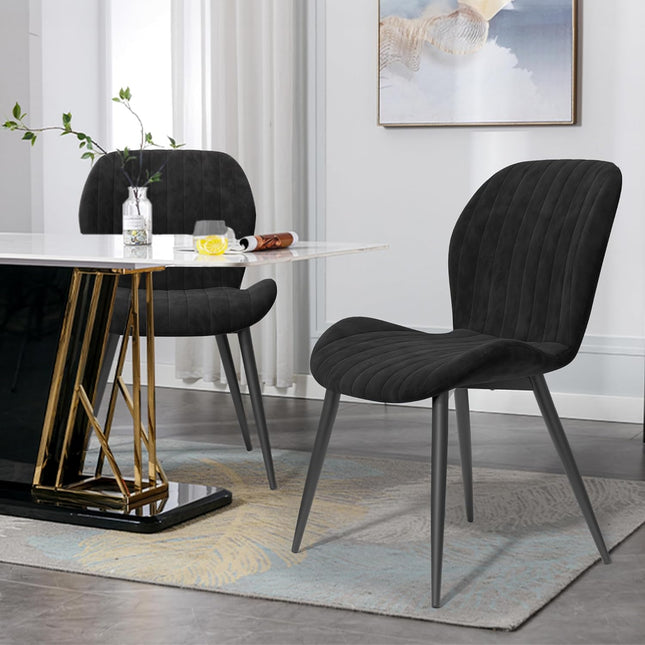 Modern Velvet Upholstered Dining Chairs Set of 2
