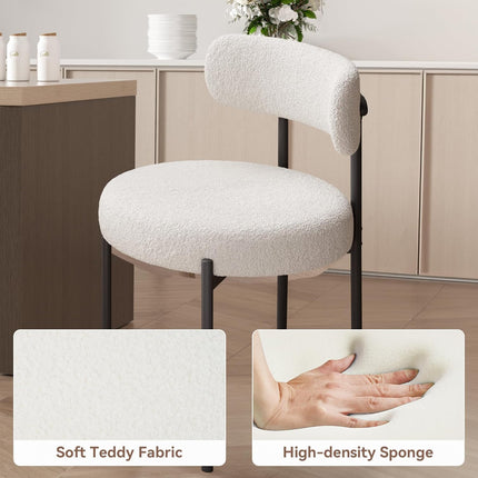 Upholstered Teddy loop Fabric Dining Chairs Set of 2