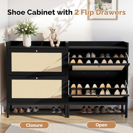Slim Entryway Shoe Storage Cabinet Modern Freestanding Shoes Organizer