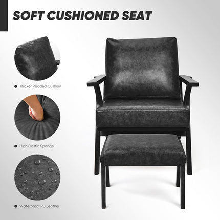Mid-Century Modern Lounge Chair with Ottoman