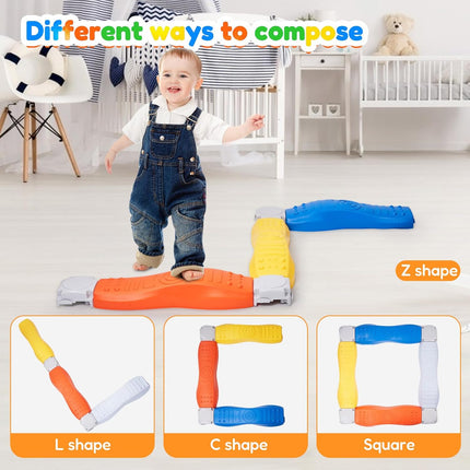8-Piece Non-Slip Balance Beam Stepping Stones Plastic Indoor/Outdoor Play