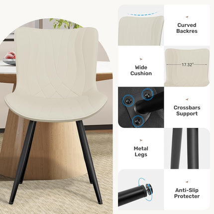 Dining Chair PU Leather with Metal Legs Set of 6