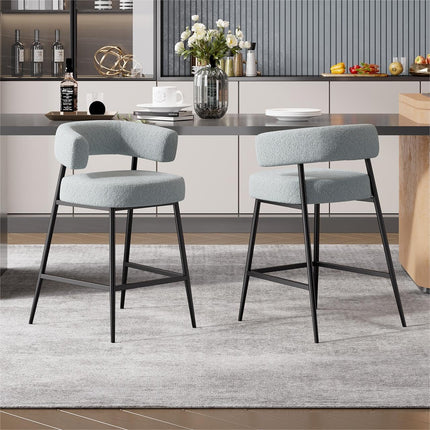 Velvet Upholstered Modern Counter Height Bar Stools Set of 2