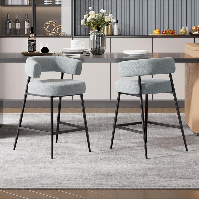 Velvet Upholstered Modern Counter Height Bar Stools Set of 2