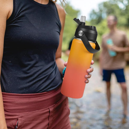 18oz Stainless Steel Insulated Bottle – Wide Mouth Leak-Proof with Straw