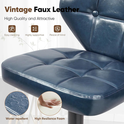 PU Leather Adjustable Height Swivel Bar Stools Set of 4