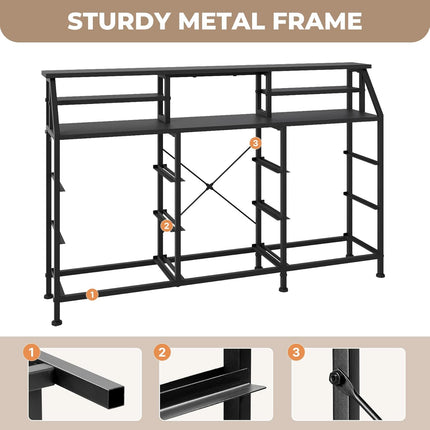 Storage Cabinet with Metal Frame and Wooden Top