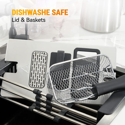 5L Deep Fryer with Basket Time & Temperature Control