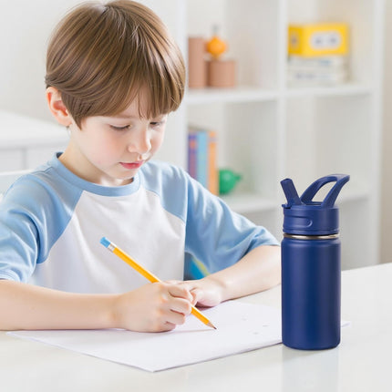 12oz Stainless Steel Kids Water Bottle – Insulated Leak-Proof with Straw