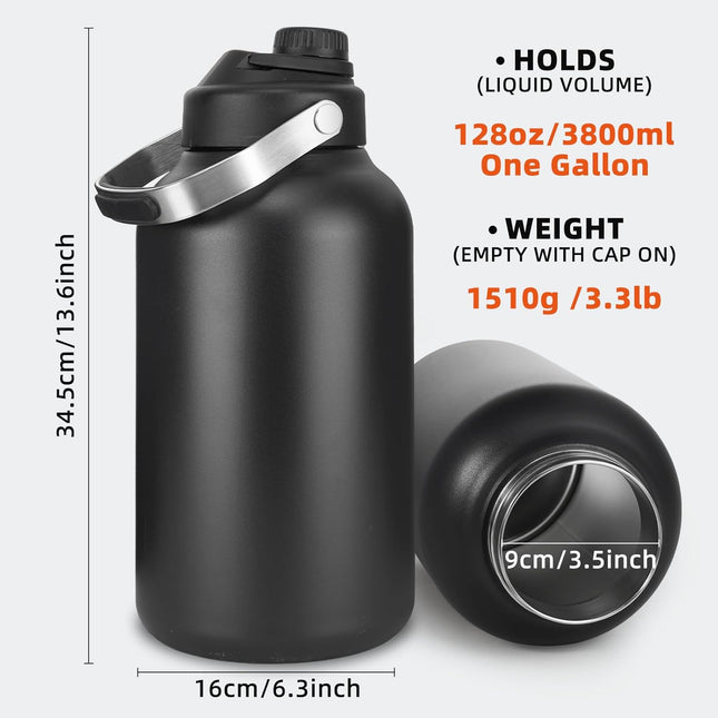 128oz Stainless Steel Insulated Water Jug Leak-Proof with Handle