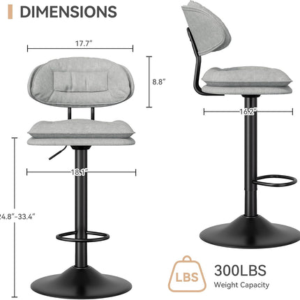 Double-Layer Upholstered Bar Stools Set of 4