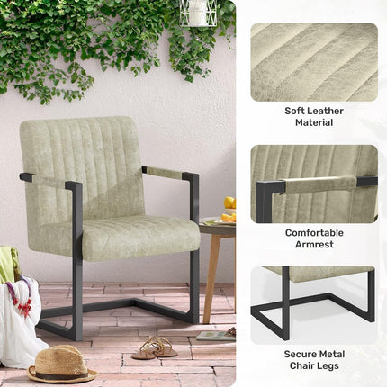 Modern Leather Upholstered Dining Chairs Set of 2