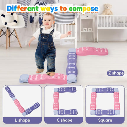 8-Piece Non-Slip Balance Beam Stepping Stones Plastic Indoor/Outdoor Play