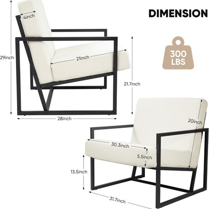 Teddy Fleece Accent Chair with Metal Frame Lounge Chair