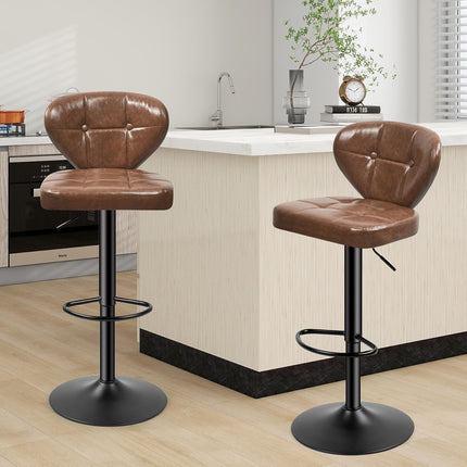 PU Leather Adjustable Height Swivel Bar Stools Set of 4