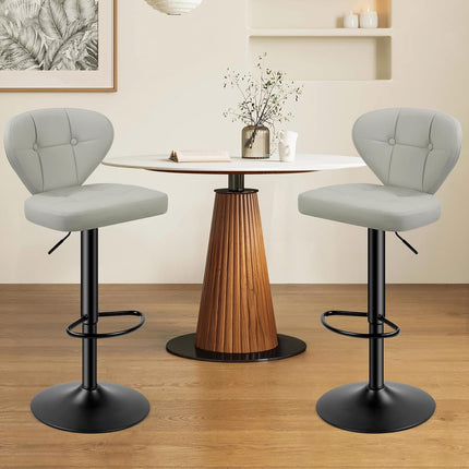 PU Leather Adjustable Height Swivel Bar Stools Set of 4