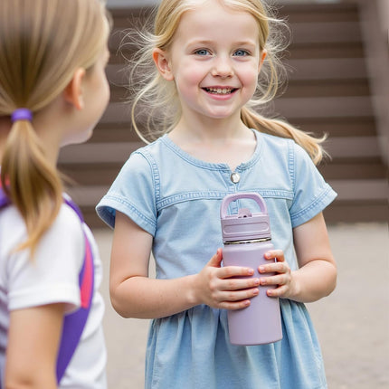 12oz Stainless Steel Kids Water Bottle – Insulated Leak-Proof with Straw