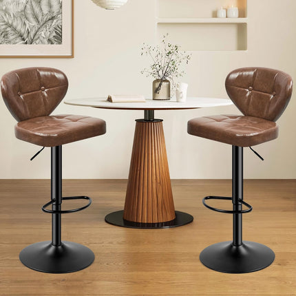 PU Leather Adjustable Height Swivel Bar Stools Set of 4