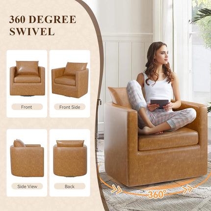 PU Leather Upholstered Swivel Accent Chairs