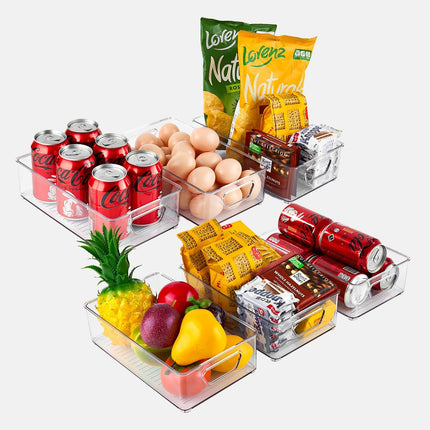 6-Pack Transparent Stackable Kitchen Organizer Fridge & Pantry Storage Bins