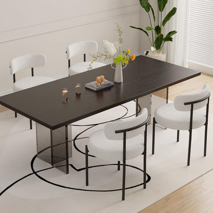 Upholstered Teddy loop Fabric Dining Chairs Set of 2
