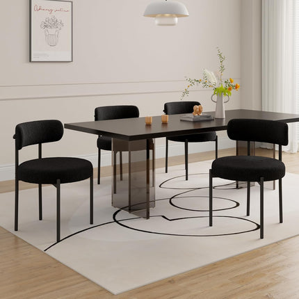 Upholstered Teddy loop Fabric Dining Chairs Set of 2